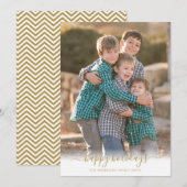 Prettige feestdagen Faux Gold Script Kerstfoto Feestdagenkaart (Voorkant / Achterkant)