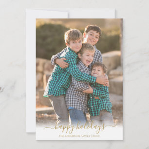 Prettige feestdagen Faux Gold Script Kerstfoto Feestdagenkaart