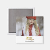 prettige feestdagen Faux Gold Script Kerstmis Magneet (Voorkant / Achterkant)