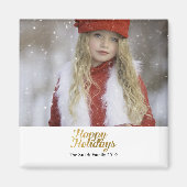 prettige feestdagen Faux Gold Script Kerstmis Magneet (Voorkant)