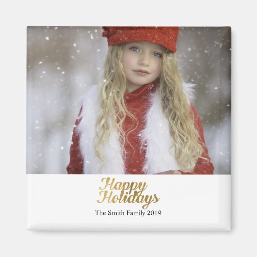 prettige feestdagen Faux Gold Script Kerstmis Magneet (Voorkant)