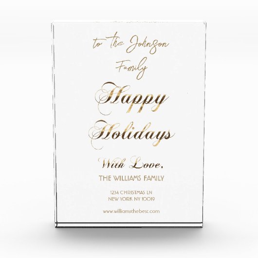 prettige feestdagen Faux Gold Script Unieke Kerstm Fotoblokken (Voorkant)