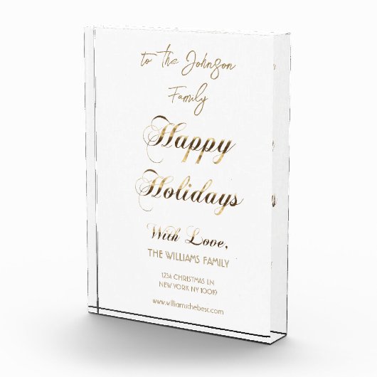 prettige feestdagen Faux Gold Script Unieke Kerstm Fotoblokken (Rechts)