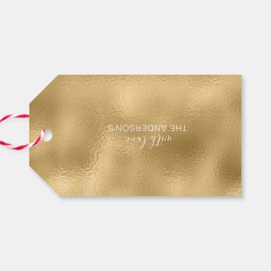 Prettige feestdagen Faux Goud Wit Minimalist Cadeaulabel (Achterkant Horizontaal)
