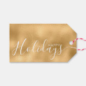 Prettige feestdagen Faux Goud Wit Minimalist Cadeaulabel (Voorkant (Horizontaal))