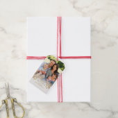 Prettige feestdagen Faux Gouden Folie Holly Foto L Cadeaulabel (Met Touw)
