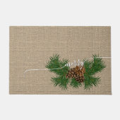 prettige feestdagen Faux Jute Burlap Pattern Doorm Deurmat (Voorkant)