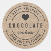 Prettige feestdagen Faux Kraft zelfgemaakte goeder Ronde Sticker (Voorkant)