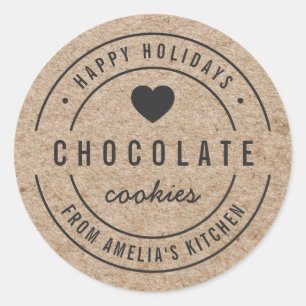 Prettige feestdagen Faux Kraft zelfgemaakte goeder Ronde Sticker