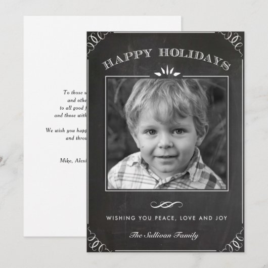  Prettige feestdagen faux krijtbord Feestdagenkaart (Voorkant / Achterkant)