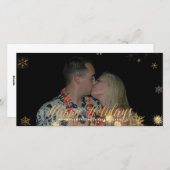 Prettige feestdagen Faux Roos Goud + Sneeuwvlokken Feestdagenkaart (Voorkant / Achterkant)