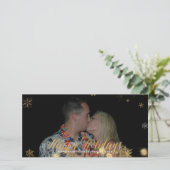 Prettige feestdagen Faux Roos Goud + Sneeuwvlokken Feestdagenkaart (Staand voorkant)