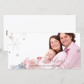 Prettige feestdagen Faux Roos Goud + Sneeuwvlokken Feestdagenkaart (Voorkant / Achterkant)