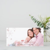 Prettige feestdagen Faux Roos Goud + Sneeuwvlokken Feestdagenkaart (Staand voorkant)