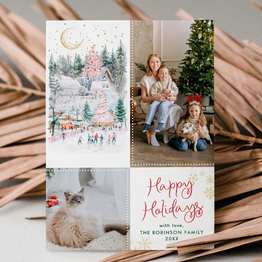 Prettige feestdagen Feestelijk bos rood groen Feestdagenkaart