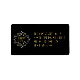 Prettige feestdagen Feestelijk gebladerte Art Deco Etiket