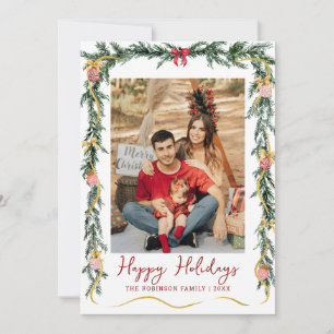 Prettige feestdagen Feestelijk groen en bogen Feestdagenkaart