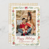 Prettige feestdagen Feestelijk groen en bogen Feestdagenkaart (Voorkant / Achterkant)