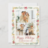 Prettige feestdagen Feestelijk groen en strikjes Feestdagenkaart (Voorkant)