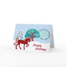 Prettige feestdagen Feestelijk Paard Sneeuwachtige