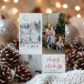 Prettige feestdagen Feestelijk rood groen bos Feestdagenkaart