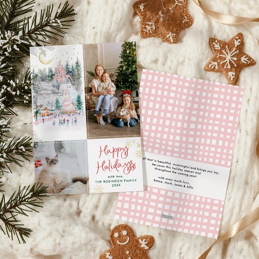 Prettige feestdagen Feestelijk rood groen bos Feestdagenkaart