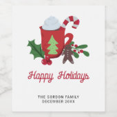 Prettige feestdagen Feestelijk Schattige script Wijn Etiket (Enkel label)