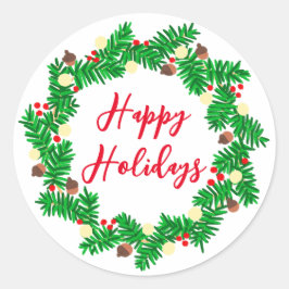 Prettige feestdagen feestelijke boodschap ronde sticker