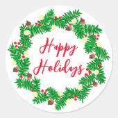 Prettige feestdagen feestelijke boodschap ronde sticker (Voorkant)