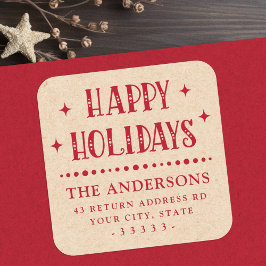 Prettige feestdagen feestelijke dot divider Kraft  Vierkante Sticker