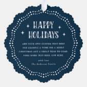 Prettige feestdagen Feestelijke dot rand donkerbla Ornament Kaart (Achterkant)
