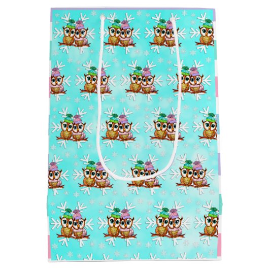 prettige feestdagen, feestelijke eigenaar met snee medium cadeauzakje (Achterkant)