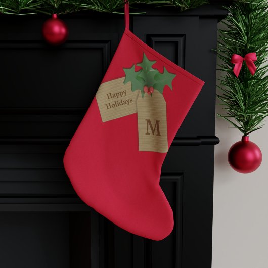 Prettige feestdagen Feestelijke Holly Spring Red M Grote Kerstsok