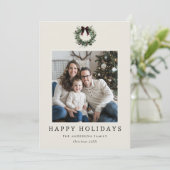 Prettige feestdagen Feestelijke Kerstkrans Foto Feestdagenkaart (Staand voorkant)