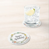 Prettige feestdagen Feestelijke Kerstkrans Ronde Kartonnen Onderzetter (Insitu)