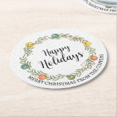 Prettige feestdagen Feestelijke Kerstkrans Ronde Kartonnen Onderzetter (Gebogen)