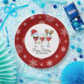 Prettige feestdagen Feestelijke kerstwijnglazen Papieren Bordje (Feest)