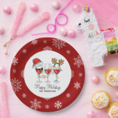 Prettige feestdagen Feestelijke kerstwijnglazen Papieren Bordje (Feest)