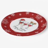 Prettige feestdagen Feestelijke kerstwijnglazen Papieren Bordje (Gekanteld)