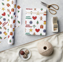 Prettige feestdagen Feestelijke kleurrijke kerstsy Cadeaupapier