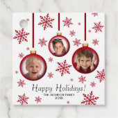 Prettige feestdagen Feestelijke Rode Baubles 3 Fot Bedankjes Labels (Voorkant)