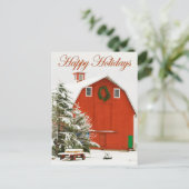 Prettige feestdagen - Feestelijke rode schuur in v (Staand voorkant)