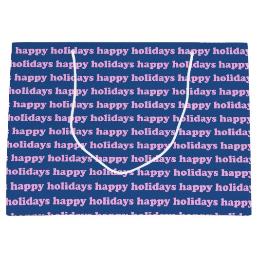 Prettige feestdagen Feestelijke tekst Retro roze b Groot Cadeauzakje (Voorkant)