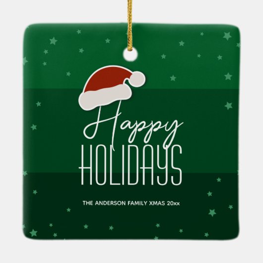 Prettige feestdagen Feestelijke typografie Familie Keramisch Ornament (Achterkant)