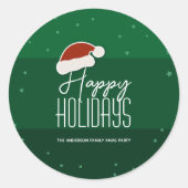 Prettige feestdagen Feestelijke Typografie Schatti Ronde Sticker (Voorkant)