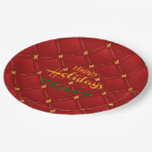 prettige feestdagen, feestrood en goud, papieren bordje (Gekanteld)