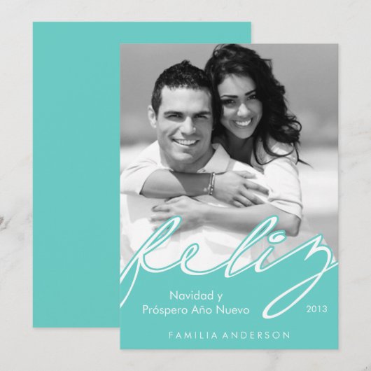 Prettige feestdagen Feliz Navidad Spanish Feestdagenkaart (Voorkant / Achterkant)