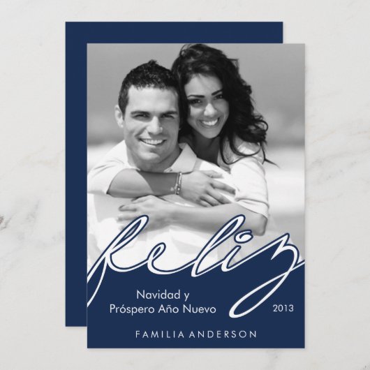 Prettige feestdagen Feliz Navidad Spanish Feestdagenkaart (Voorkant / Achterkant)