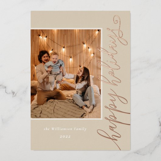 prettige feestdagen Festive Cream Script Photo Gol (Voorkant)