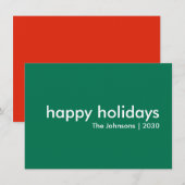 prettige feestdagen | Festive Green Modern minimal Feestdagenkaart (Voorkant / Achterkant)